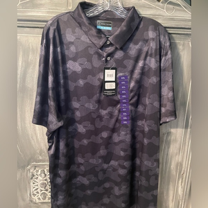 Men Size XXL PGA Tour Short Sleeve Polo Golf Shirt Caviar Black Moisture Wicking
